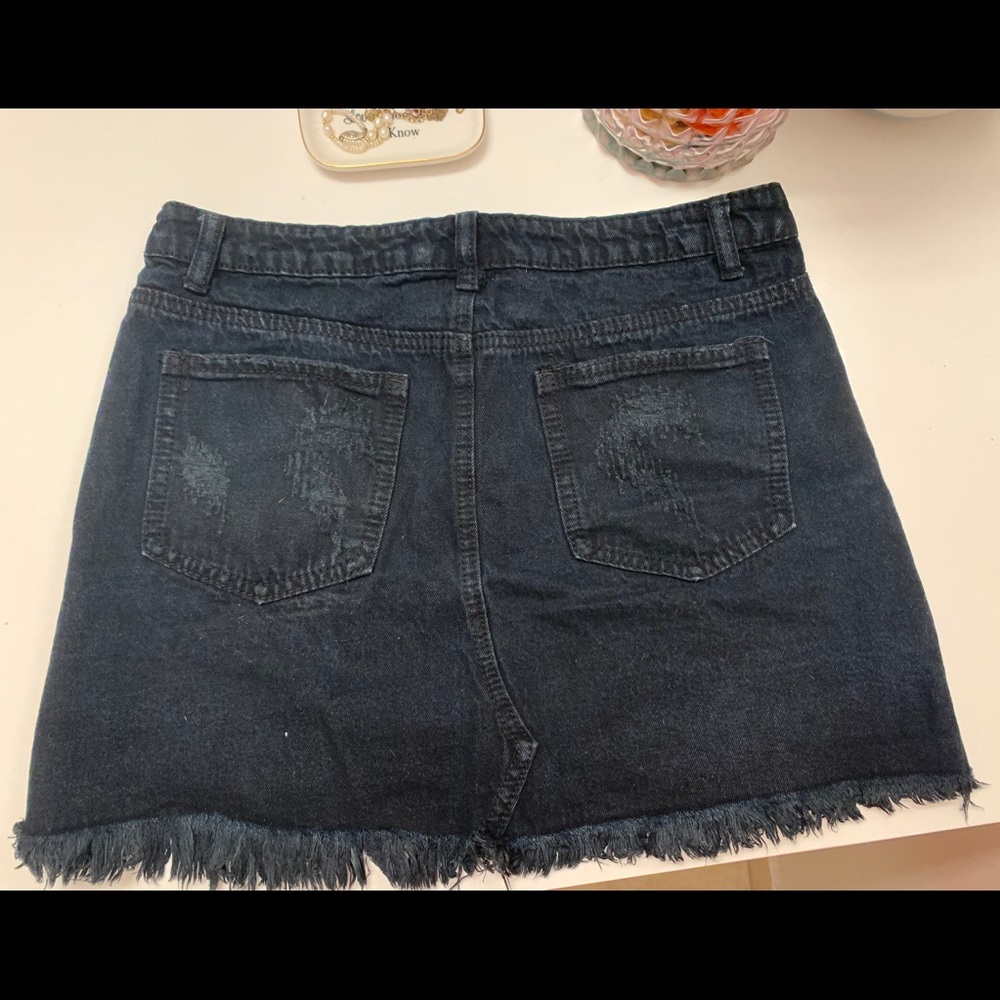 Black denim skirt